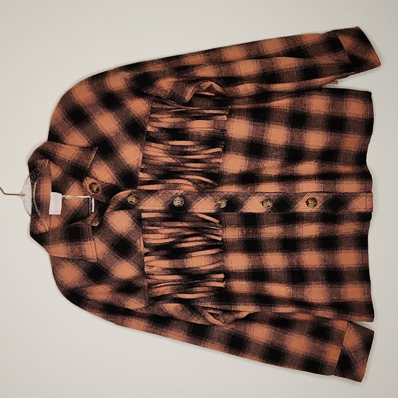 Entro Boho Fringed Plaid Shacket - Picture 4 of 9